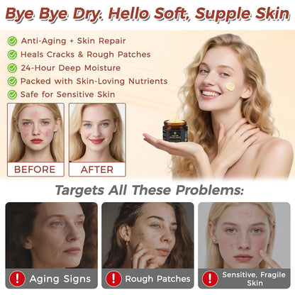 Beef Tallow for Skin,Tallow and Honey Balm,Organic Grass-Fed Beef Tallow Balm with Honey, Face and Body Moisturizer(60G)